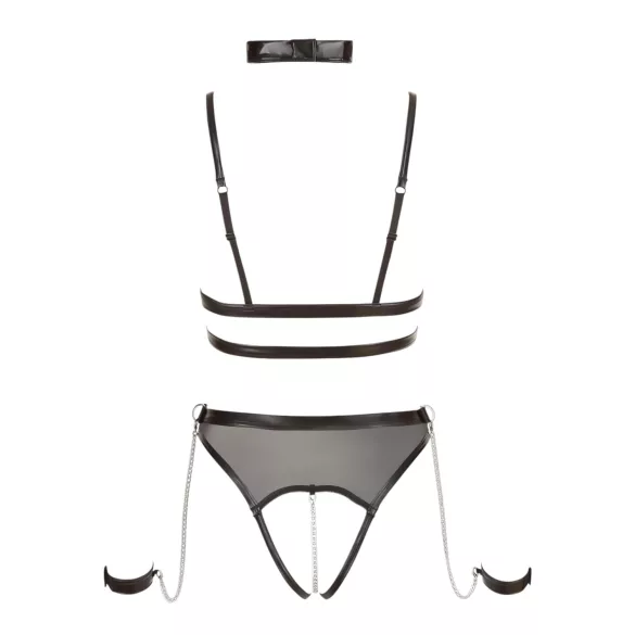Cottelli Bondage - åben body med stropper og kæder - sort - M