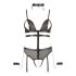 Cottelli Bondage - Åben body med stropper og kæder (sort) - XL