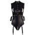 Cottelli Bondage - ærmeløs glansbody & håndjern (sort) - XL