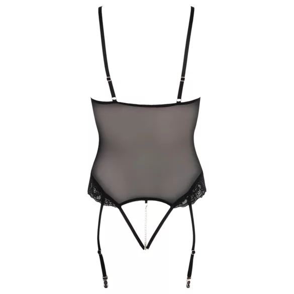 Cottelli Bondage - body med metalringe og håndjern - sort - L