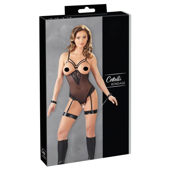 Cottelli Bondage - kropsring og håndjern (sort) - XL