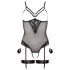 Cottelli Bondage - body med metalringe og håndjern - sort - XL