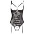 Abierta Fina - glitrende stropblonde åben body (sort)