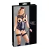 Cottelli Bondage - åben body med håndjern - blank sort - L