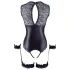 Cottelli Bondage - åben body med håndjern - blank sort - L