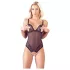 Cottelli - åben body med blonde og perler - sort