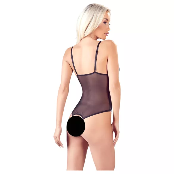 Cottelli - åben body med blonde og perler - sort