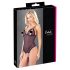 Cottelli - Sort blonder & perler bodysuit med åbning - L