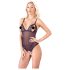 Cottelli - Sort blonder & perler bodysuit med åbning - L
