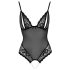 Cottelli - Sort blonder & perler bodysuit med åbning - L