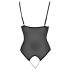 Cottelli - Sort blonder & perler bodysuit med åbning - L