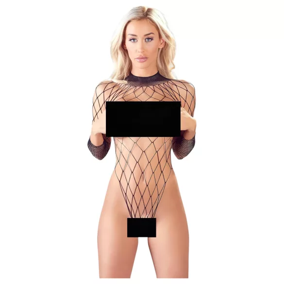 NO:XQSE - langærmet, sort net-body i mesh (S-L)
