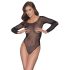 NO:XQSE - langærmet, glitrende netbodystocking - sort (S-L)