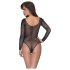 NO:XQSE - langærmet, glitrende netbodystocking - sort (S-L)
