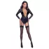 Cottelli - langærmet, åben bodystocking med håndjern (sort) - M