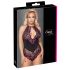 Cottelli Plus Size - Blomstermønster Bodystocking (sort-lilla) - 3XL