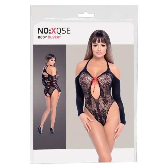 NO:XQSE - body med sløjfe, lange ærmer - sort (S-L)