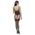 Cottelli - bodystocking med hofteholder - blondedetaljer - sort