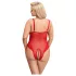 Cottelli Curves - bodystocking i gennemsigtig blonde - rød