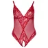 Cottelli Curves - bodystocking i gennemsigtig blonde - rød - 2XL