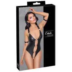 Cottelli Bondage - åben body med ringe - skinnende sort