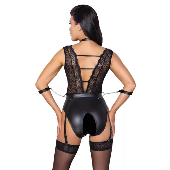 Cottelli Bondage - body med halsbånd - blonde - sort - L