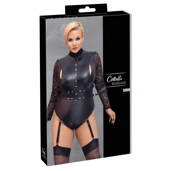 Cottelli Bondage Plus Size - Blondeærme bodystocking (sort)