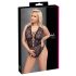 Cottelli Curves Plus Size - gennemsigtig mønstret body (sort)