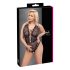 Cottelli Curves Plus Size - gennemsigtig mønstret body (sort)