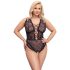 Cottelli Curves Plus Size - gennemsigtig mønstret body (sort)