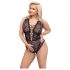 Cottelli Curves Plus Size - gennemsigtig mønstret body (sort)