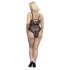 Cottelli Curves Plus Size - gennemsigtig mønstret body (sort)