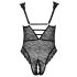 Cottelli Curves Plus Size - gennemsigtig mønstret body (sort)