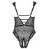 Cottelli Curves Plus Size - gennemsigtig mønstret body (sort)
