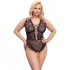 Cottelli Curves Plus Size - gennemsigtig mønstret bodystocking - sort - 90D/XL