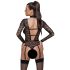 Cottelli - gennemsigtig stroppet bodystocking (sort)