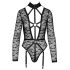 Cottelli - gennemsigtig stroppet bodystocking (sort)