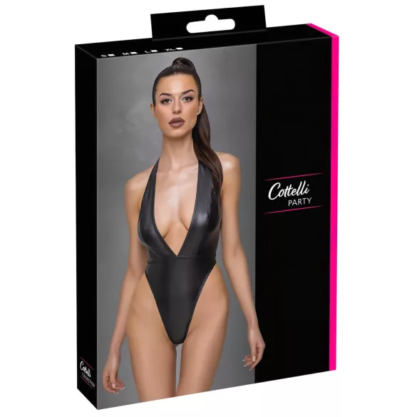 Cottelli Party - bodysuit med halsbånd - blank - sort - L