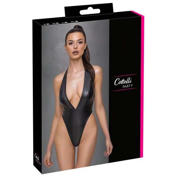 Cottelli Party - skinnende halterneck bodysuit (sort) - XL