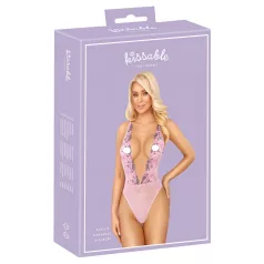 Kissable - body med blonder og broderi - pink - L/XL