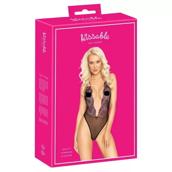 Kissable - pink broderet krop (sort)