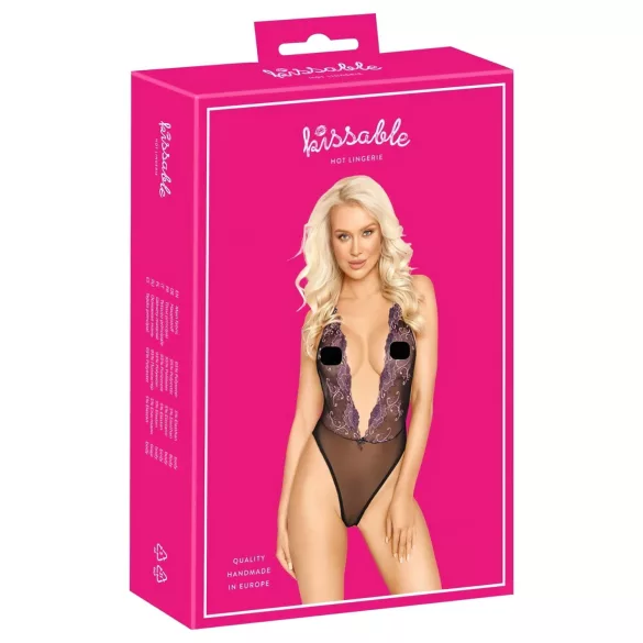 Kissable - pink broderet krop (sort)