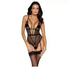 Cottelli - åben body med stropper og hofteholder - sort - L