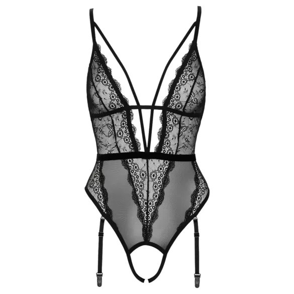 Cottelli - åben body med stropper og hofteholder - sort - L