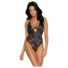 Cottelli Party - bodystocking med blomstermønster - sort