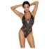 Cottelli Party - bodystocking med blomstermønster - sort