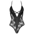 Cottelli Party - bodystocking med blomstermønster - sort