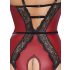 Abierta Fina - Åben bodystocking med strømpeholder (sort-rød) - XL