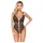 Abierta Fina - Åben, blondet bodystocking med strass (sort)