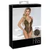 Abierta Fina - Åben, blondet bodystocking med strass (sort)